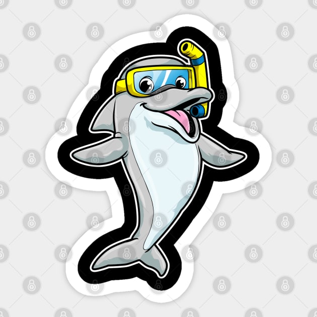 Dolphin at Swimming with Snorkel Sticker by Markus Schnabel